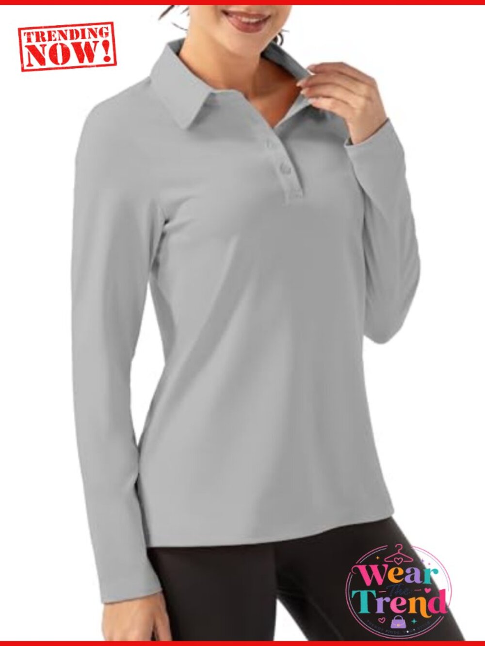 FKEEP Women's Long Sleeve Polo Shirt UPF 50+ Golf Tennis Activewear